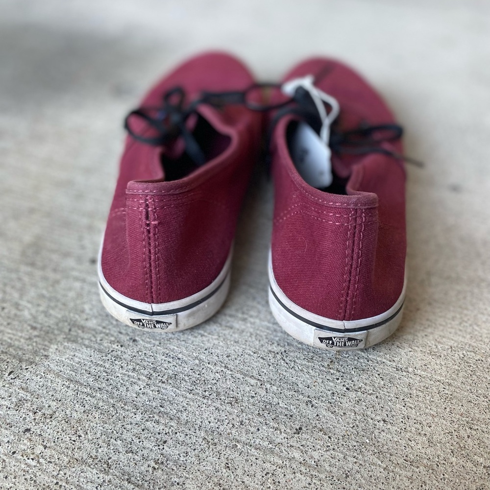 Vans Classic Lace Up Maroon Black Lace Canvas Sneakers - Picture 5 of 7